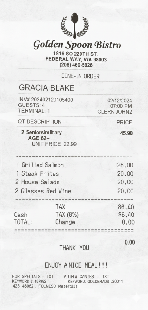 Free online receipt maker and generator example - professional receipt created with ProReceiptMaker