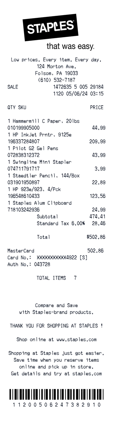 Create a staples receipt online staples receipt template preview - free retail receipt generator