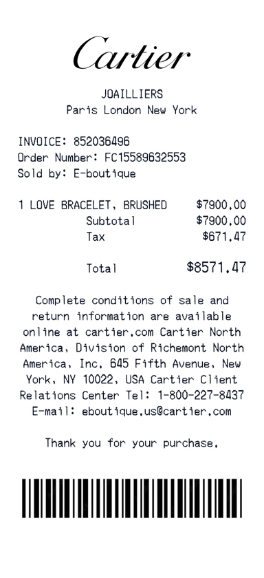Create a cartier receipt online cartier receipt template preview - free retail receipt generator