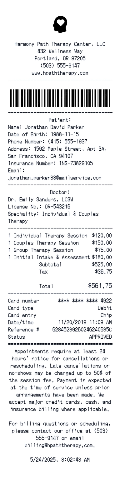 Create a harmony Path receipt online harmony Path receipt template preview - free retail receipt generator