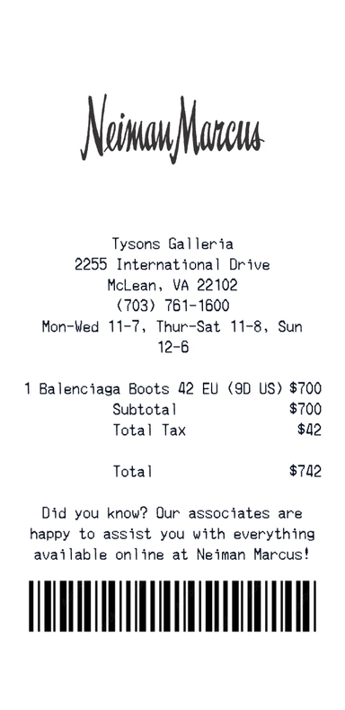 Create a Neiman Marcus receipt online Neiman Marcus receipt template preview - free retail receipt generator
